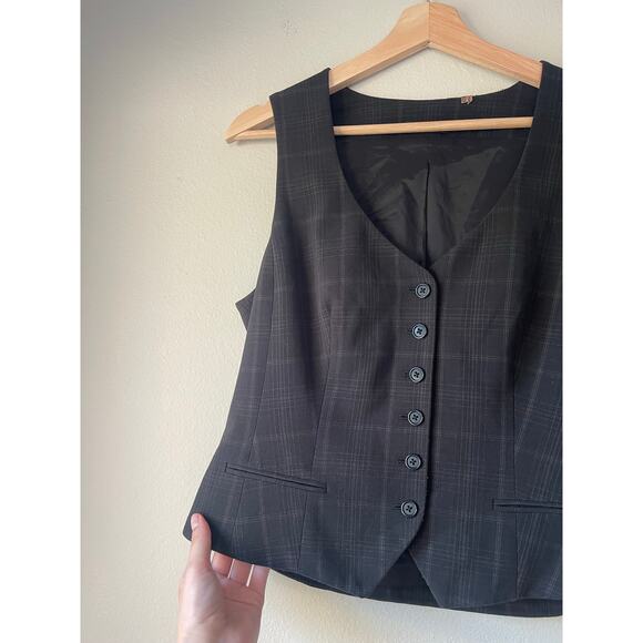 Tahari Y2K Pinstripe Plaid Vest Tank Waistcoat - Picture 2 of 6